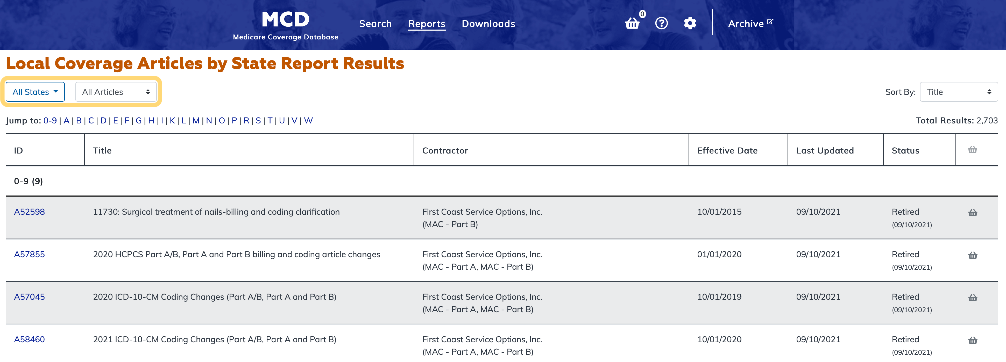 Local Coverage Articles by State Report filter bar highlighted