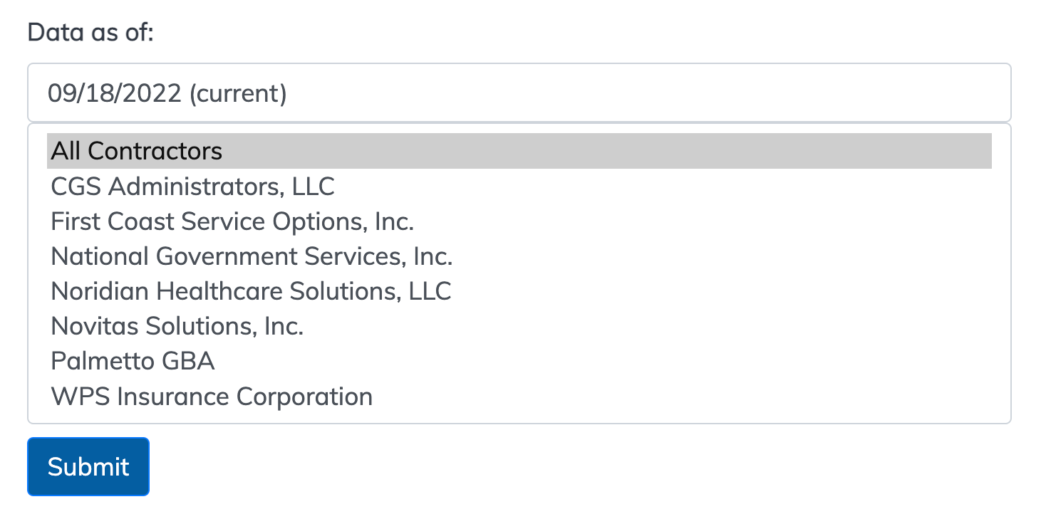 Example of report selection criteria