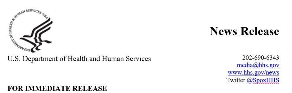 HHS Press Release header