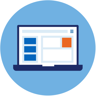 A computer screen with content icon