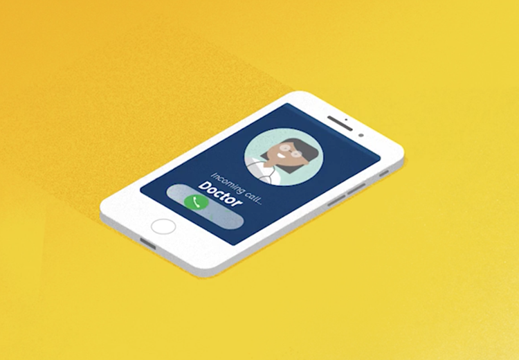 A mobile phone with a doctor on the line