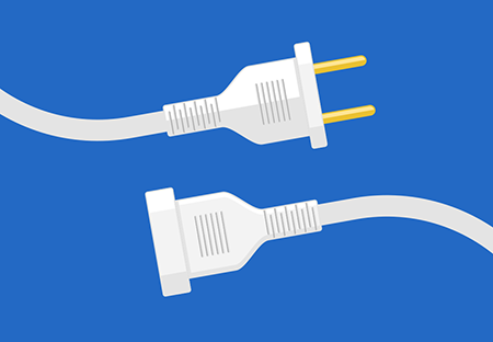 Each end of an unconnected extension cord