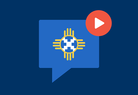 A dialogue box with a Native American symbol inside