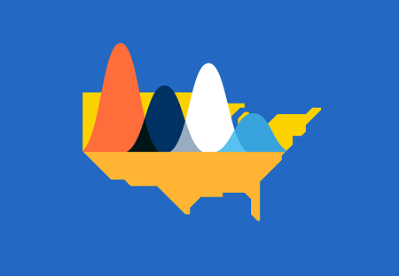 graphic of USA map with bell curves overlayed