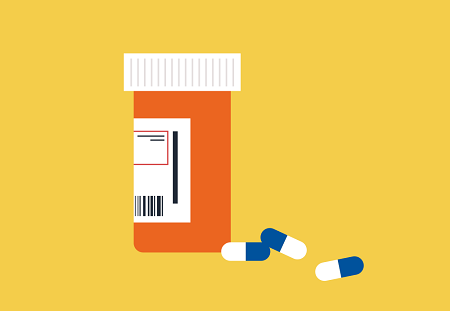 graphic of bottle and pills