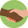 A black hand shaking a white hand with nail polish
