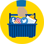 A hand holding a container of tools for social media