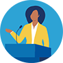 Woman speaking at a podium