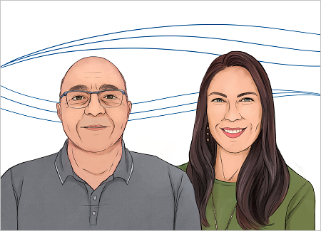 Illustration of Gilles Frydman and Larissa Dandrea from ResMed