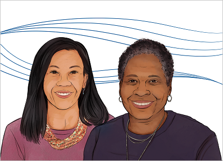 Illustration of Toni Lane and Amy Kitchin from Art Enables