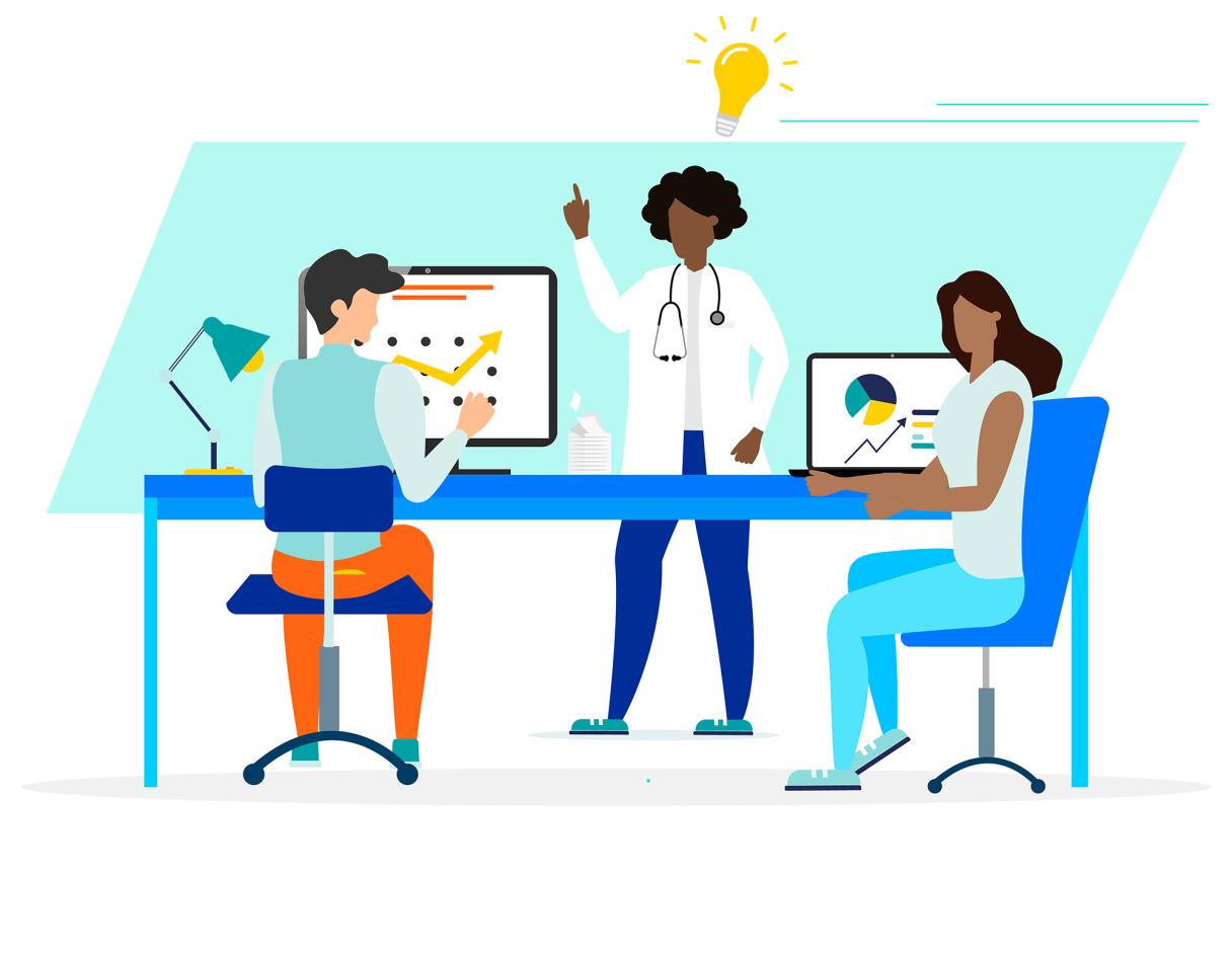 Illustration of people talking to a health care professional