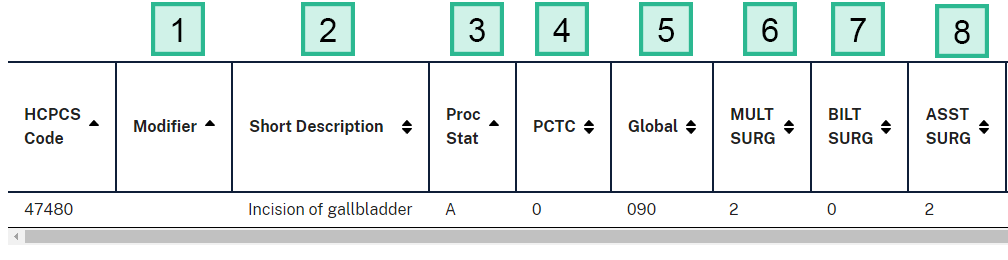 Payment Policy Indicators Search Using a Surgical Code