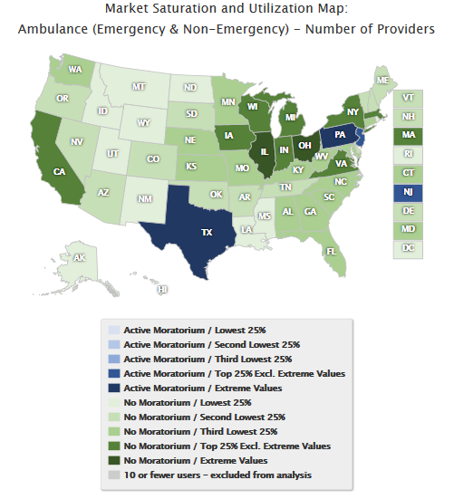 2018-04-13 Ambulance (Emergency & Non-Emergency): National Distribution of Number of Providers October 1, 2014 – September 30, 2015